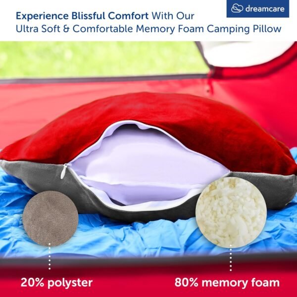 DREAMCARE Camping Pillow, Memory Foam Travel Pillo... - Image 5