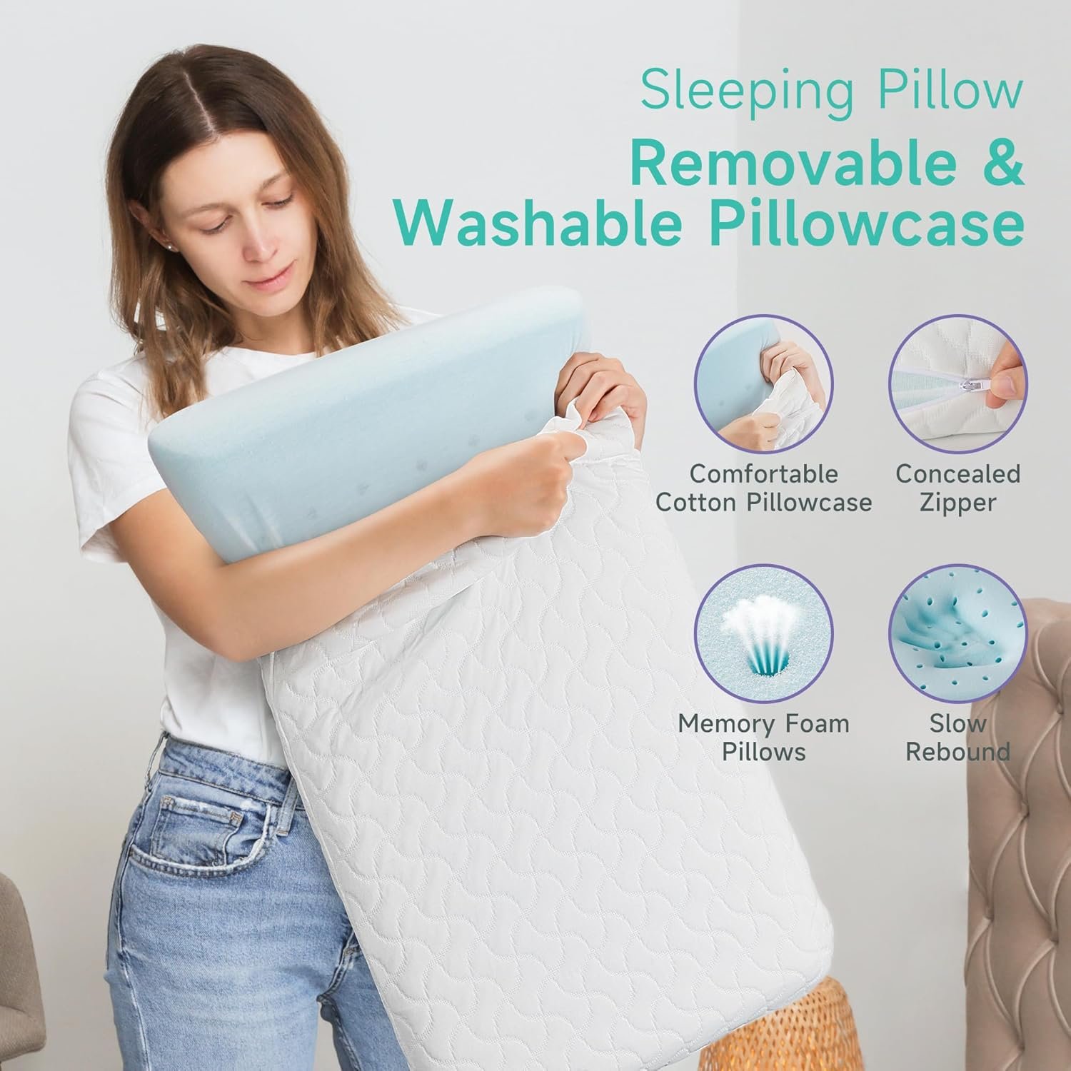 Ultra Thin Memory Foam Pillows - Slim Pillow for S... - Image 3