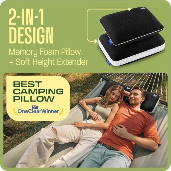 Camping Pillow: Dual Cover, Memory Foam Travel Pil... - Image 3