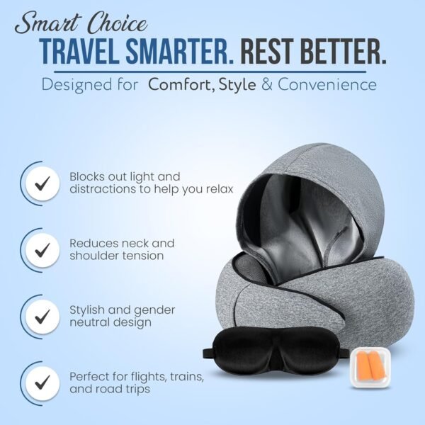 Airplane Pillow For Long Flight - Memory Foam Trav... - Image 8