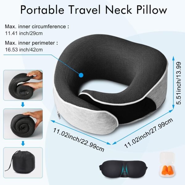 Neck Pillow for Travel, Airplane Memory Foam Plane... - Image 5