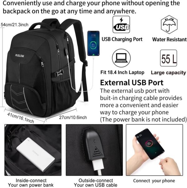 Extra Large Backpack for Men 55L,18.4Inch Travel L... - Image 3