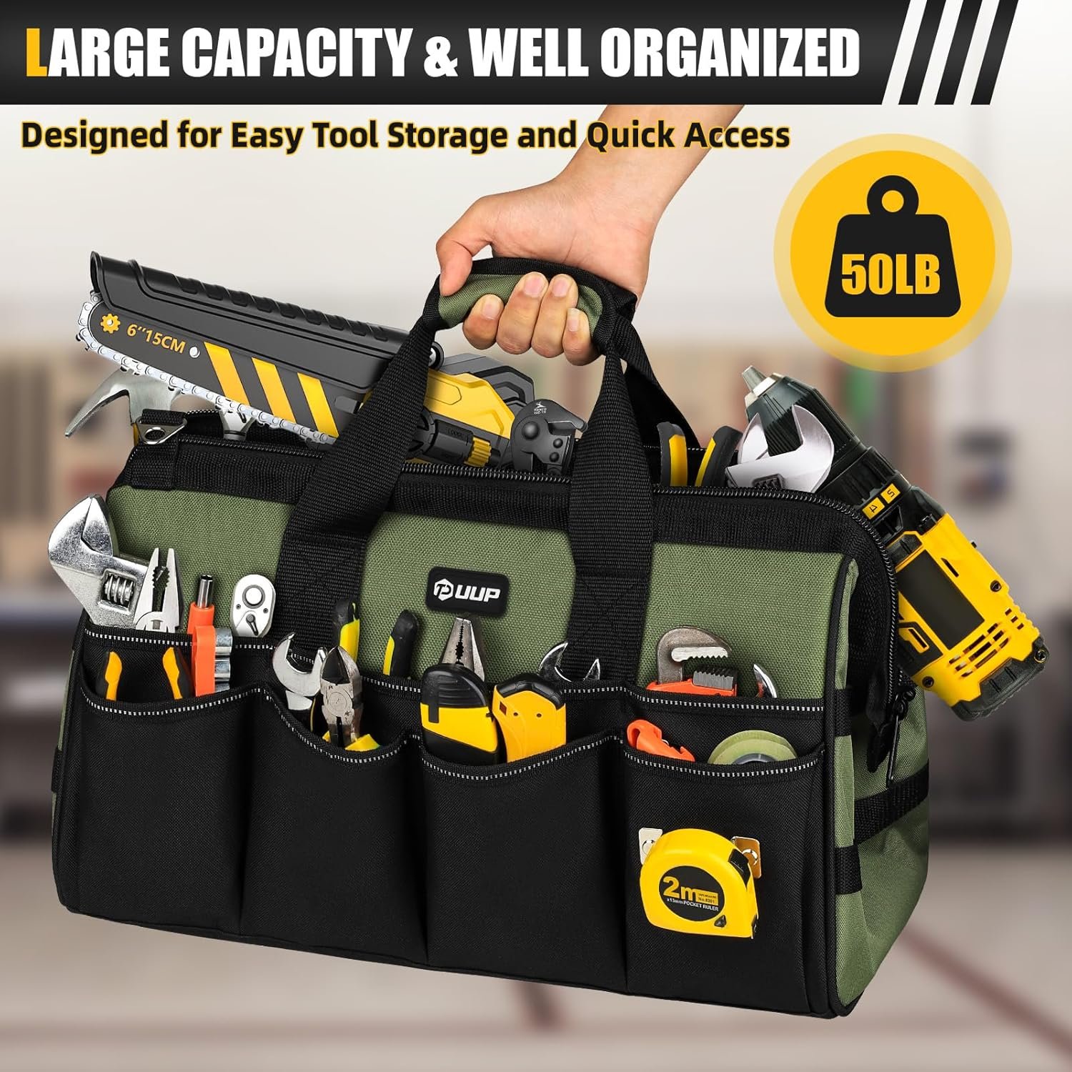 18-Inch Large Tool Bag, 16-Pocket Portable Tool Bo... - Image 5
