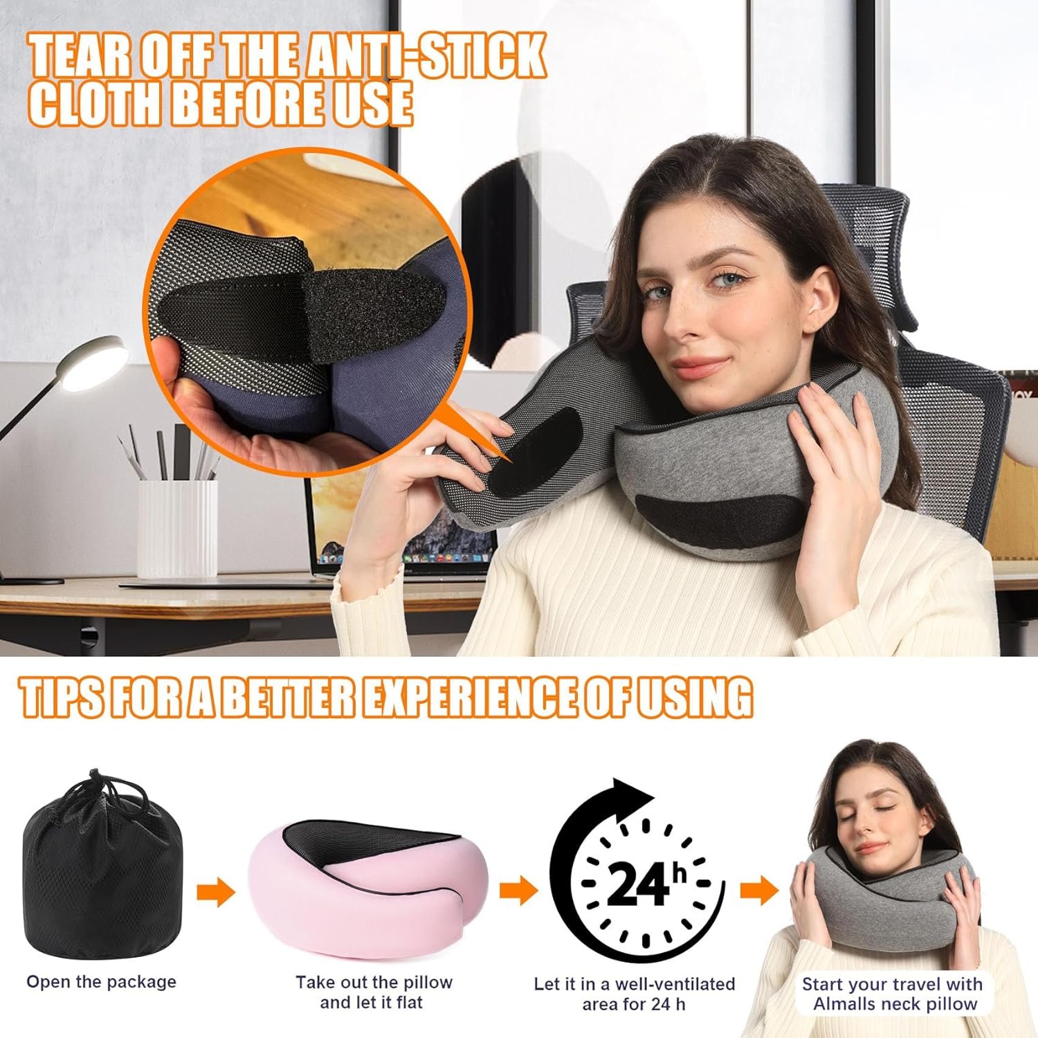 Travel Neck Pillows for Airplanes Or Trains, 360° ... - Image 5