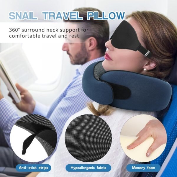 Neck Travel Pillow for Airplanes, Memory Foam Neck... - Image 3