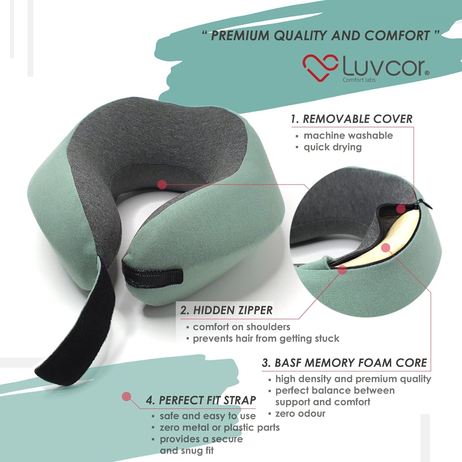 Premium Quality Memory Foam Travel Neck Pillow Bun... - Image 4