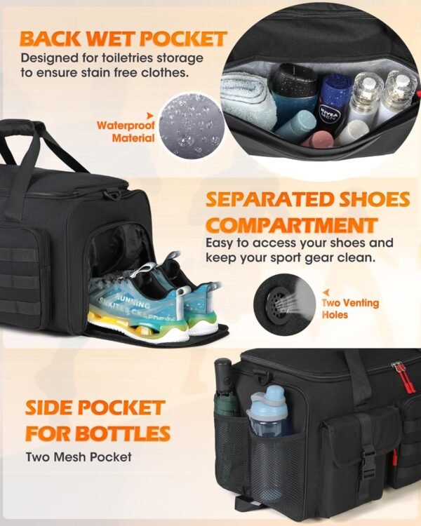 RAINSMORE Gym Bag for Men, 45L Sports Travel Duffe... - Image 7