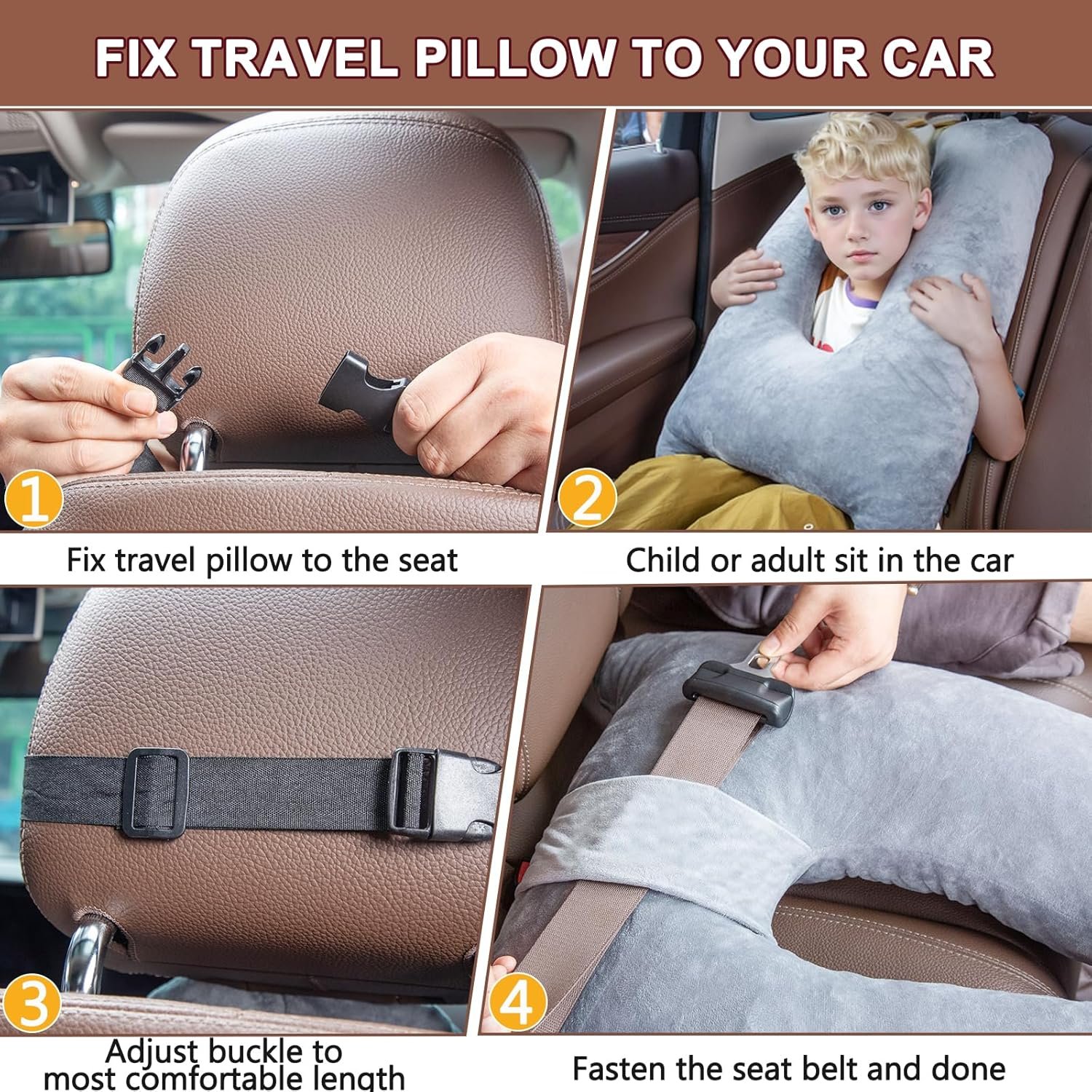 Car Pillow for Kids, Memory Foam Cooling Travel Pi... - Image 8