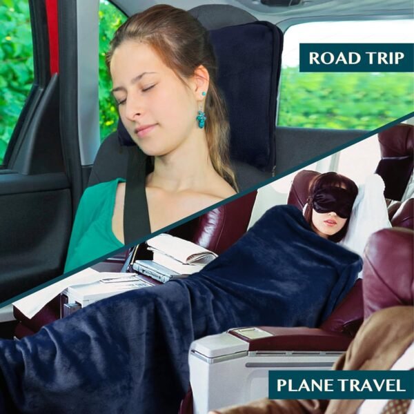 PAVILIA Travel Blanket Pillow, Soft Airplane Blank... - Image 6