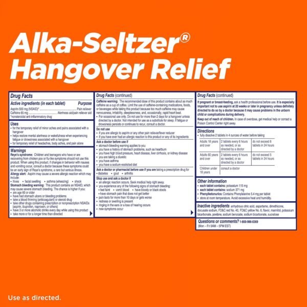 Alka-Seltzer Hangover Relief Tablets, Fast Relief ... - Image 7