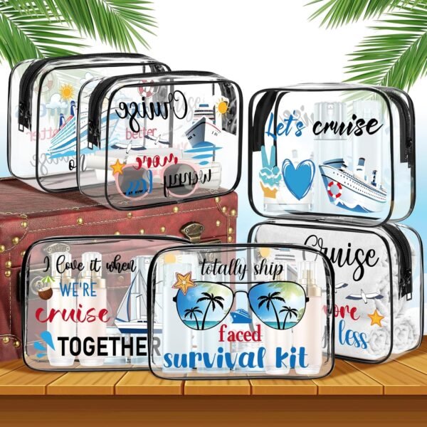 6Pcs Cruise Clear Makeup Bag PVC Cruise Ship Cosme... - Image 5
