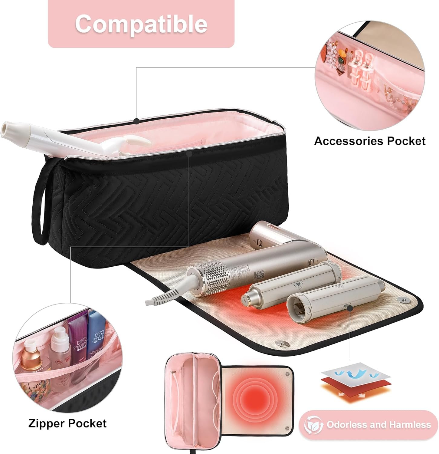 Leudes Hair Tools Travel Bag for Women Heat Resist... - Image 4