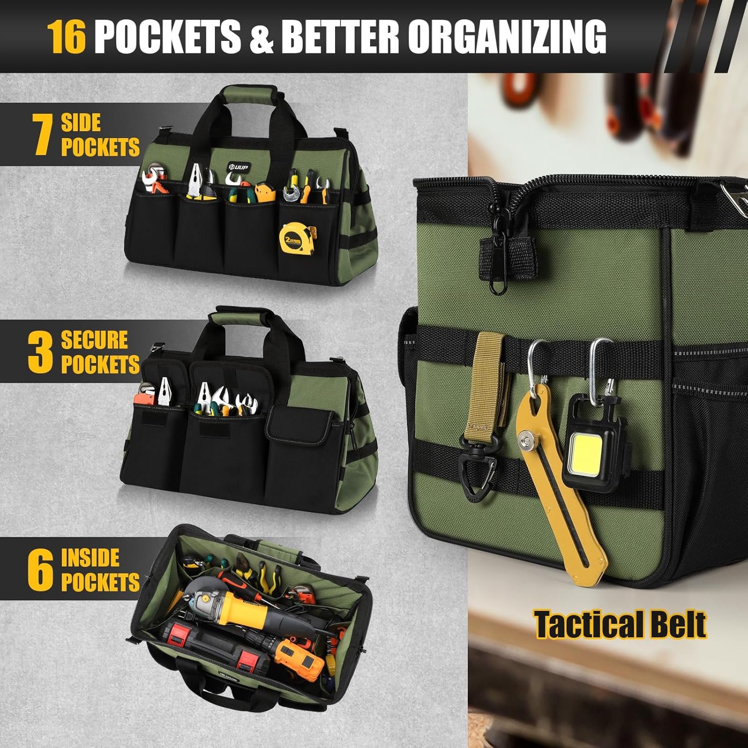 18-Inch Large Tool Bag, 16-Pocket Portable Tool Bo... - Image 4