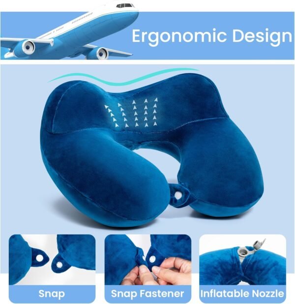 Anmerl Inflatable Travel Pillow Soft Velvet Portab... - Image 5