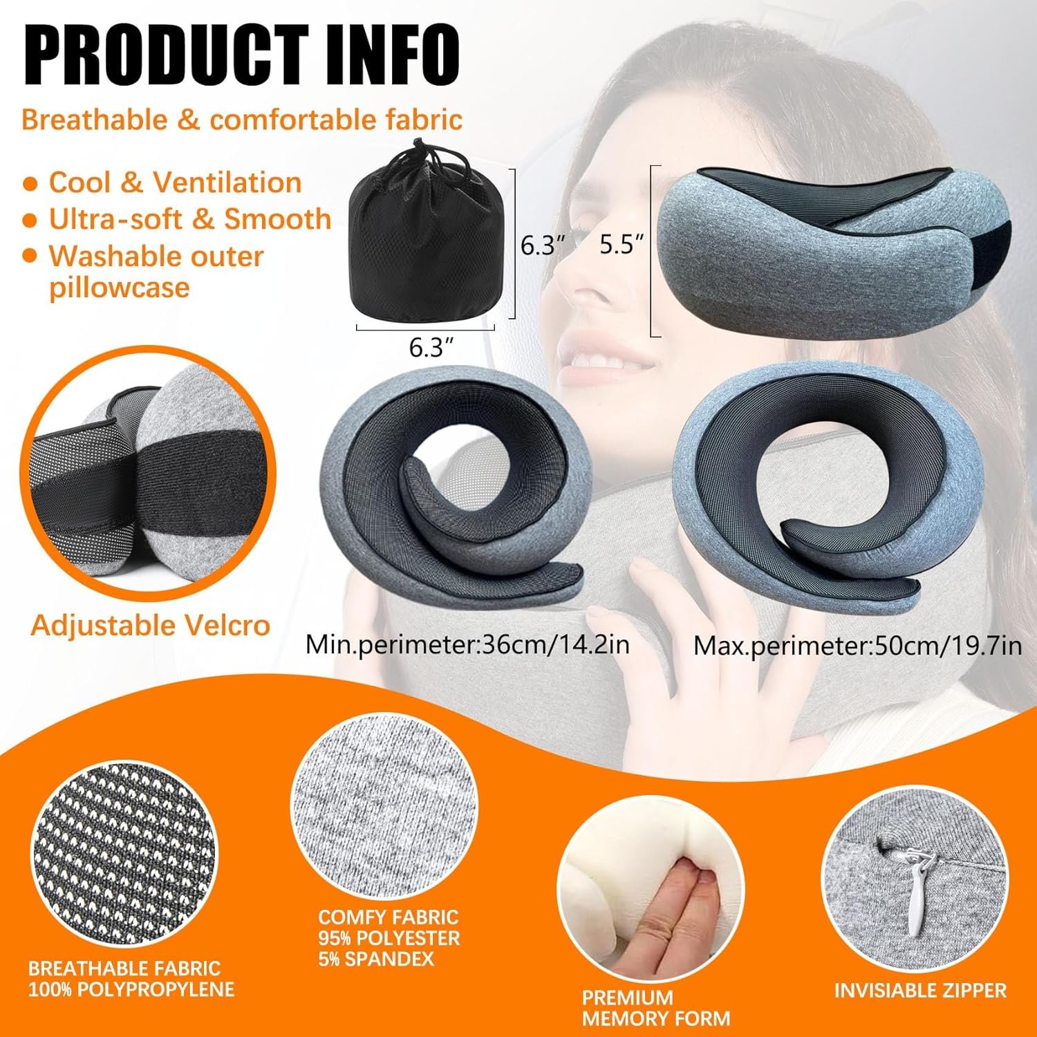 Travel Neck Pillows for Airplanes Or Trains, 360° ... - Image 6