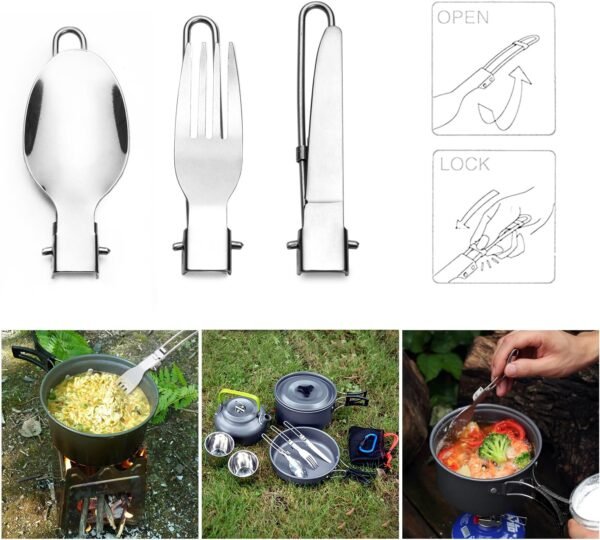Odoland Camping Cookware Mess Kit, Lightweight Pot... - Image 7