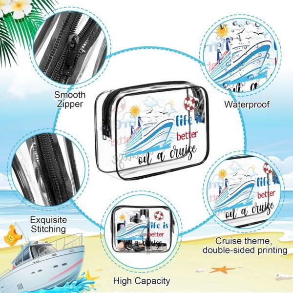 6Pcs Cruise Clear Makeup Bag PVC Cruise Ship Cosme... - Image 4