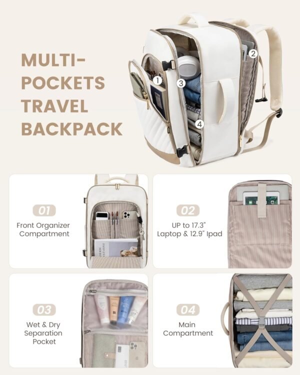 LOVEVOOK Travel Backpack For Women,40L Carry On Ba... - Image 5