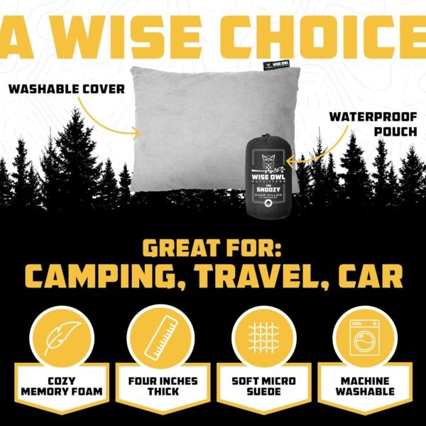 Wise Owl Outfitters Camping Pillow – Memory Foam T... - Image 3