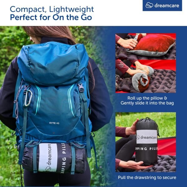 DREAMCARE Camping Pillow, Memory Foam Travel Pillo... - Image 7
