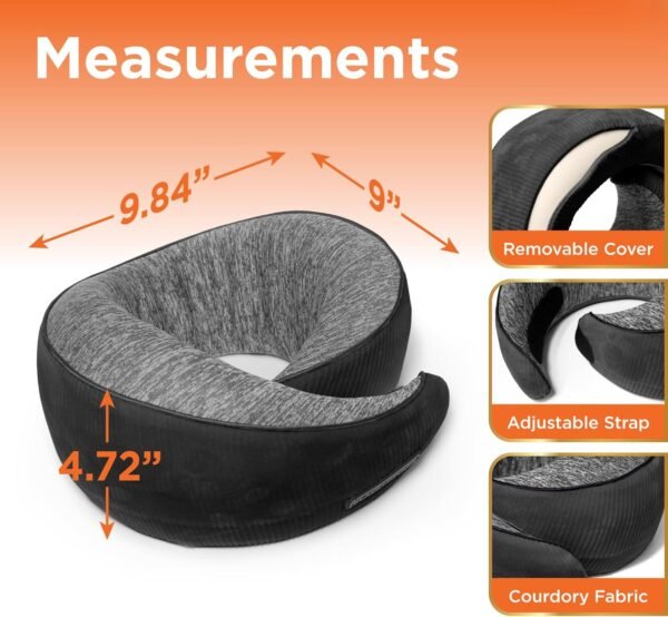 BLACK+DECKER Travel Pillow Corduroy Ostrich Neck W... - Image 7