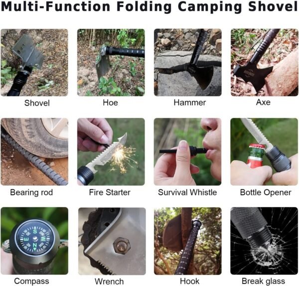 Survival Shovel Survival Axe, Camping Folding Shov... - Image 5