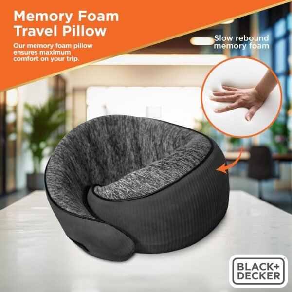 BLACK+DECKER Travel Pillow Corduroy Ostrich Neck W... - Image 3