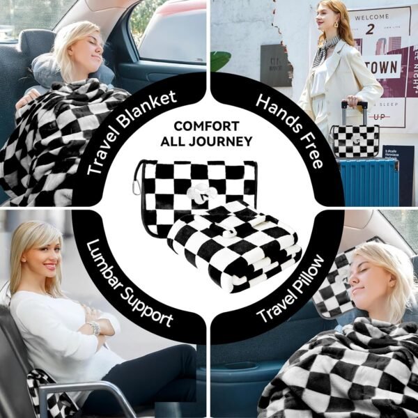 Travel Blanket and Pillow Compact, Premium Soft 2 ... - Image 8
