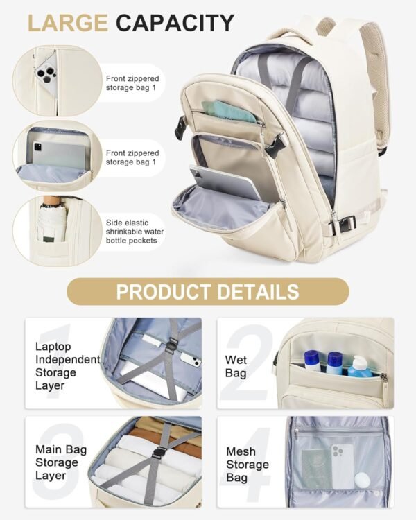 simple Travel Backpack For Women Men Carry On Back... - Image 4