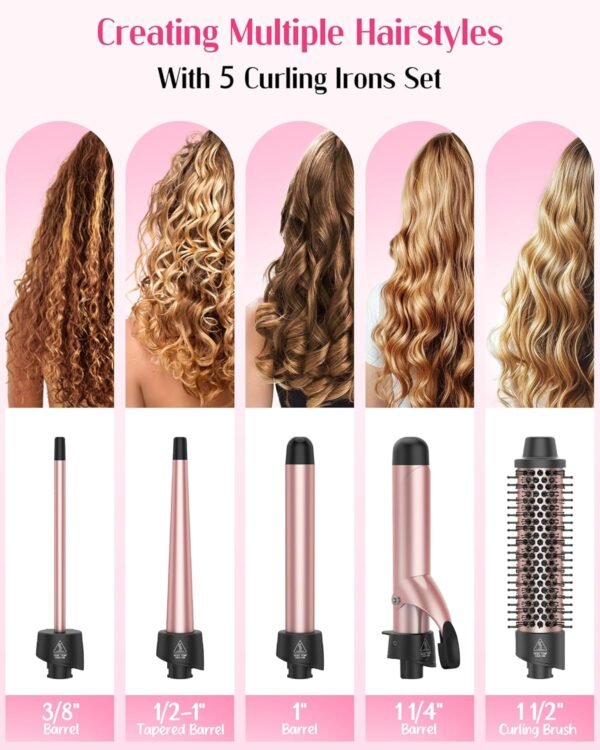 ANIEKIN 5 in 1 Curling Iron Set, Fast Heat Up Curl... - Image 3