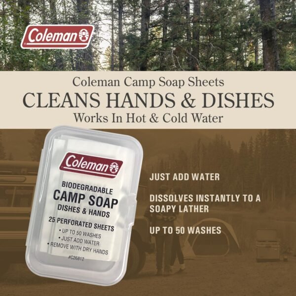 Coleman Camp Soap Sheets – 25 Travel Soap Sheets f... - Image 4
