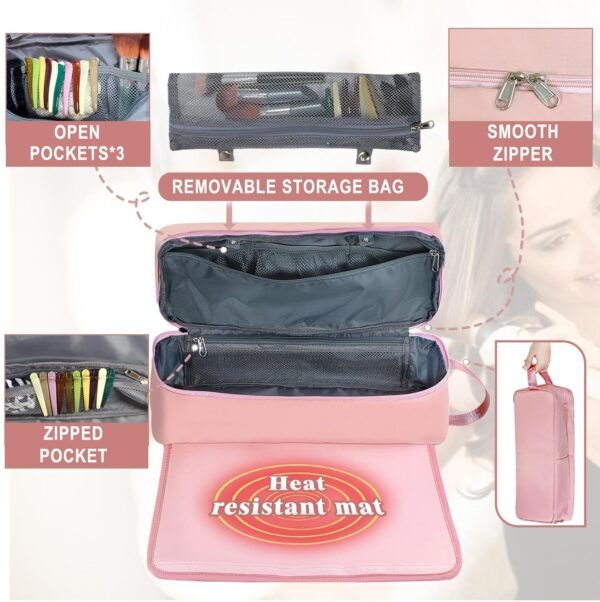 Hair Tools Travel Bag with Heat Resistant Pad, Dou... - Image 4