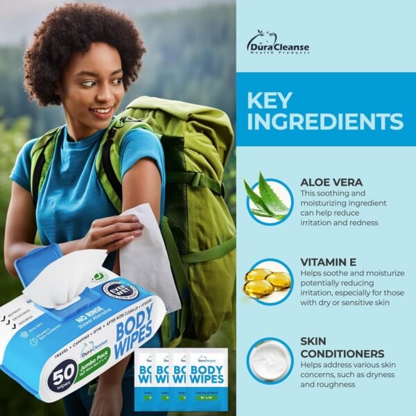 XL Body Wipes for Adults Bathing No Rinse - 50 Ct.... - Image 5