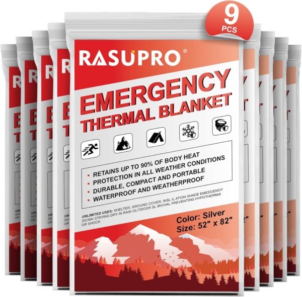 9 Pack Emergency Blankets, Outdoor Survival Emerge... - Image 2