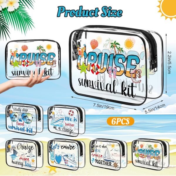 6Pcs Cruise Clear Makeup Bag PVC Cruise Ship Cosme... - Image 3
