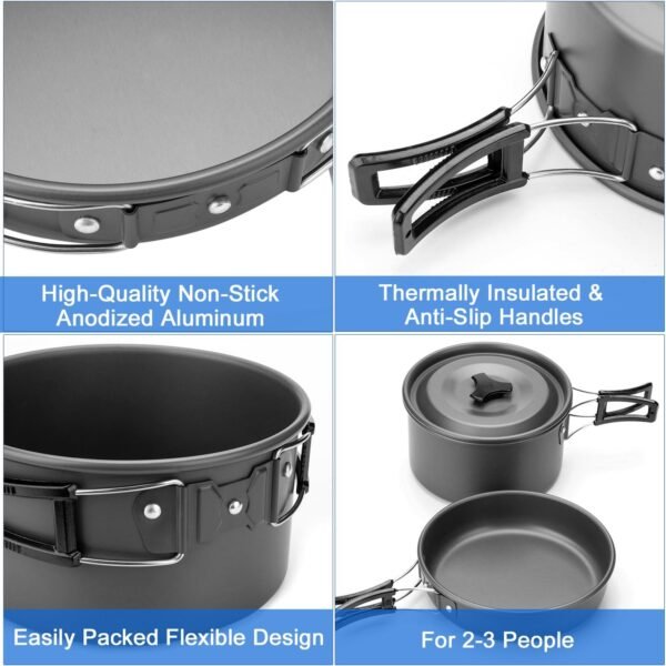 Odoland Camping Cookware Mess Kit, Lightweight Pot... - Image 9
