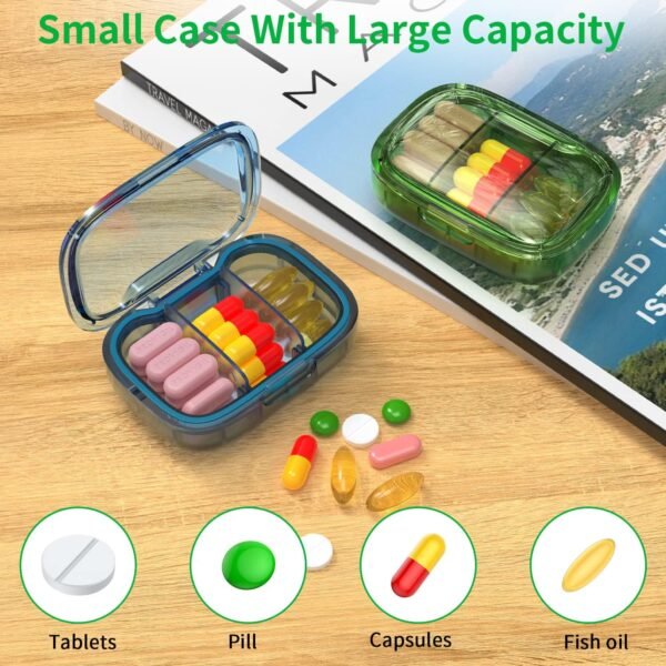 2 Pack 3 Compartment Small Pill Box, Moisture Proo... - Image 5