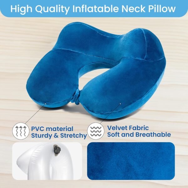 Anmerl Inflatable Travel Pillow Soft Velvet Portab... - Image 4