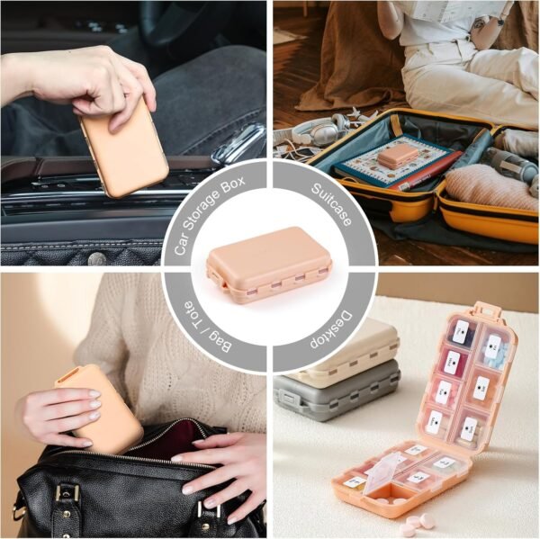 3 Pack, 14 GRIDS Travel Pill Organizer Box with La... - Image 8