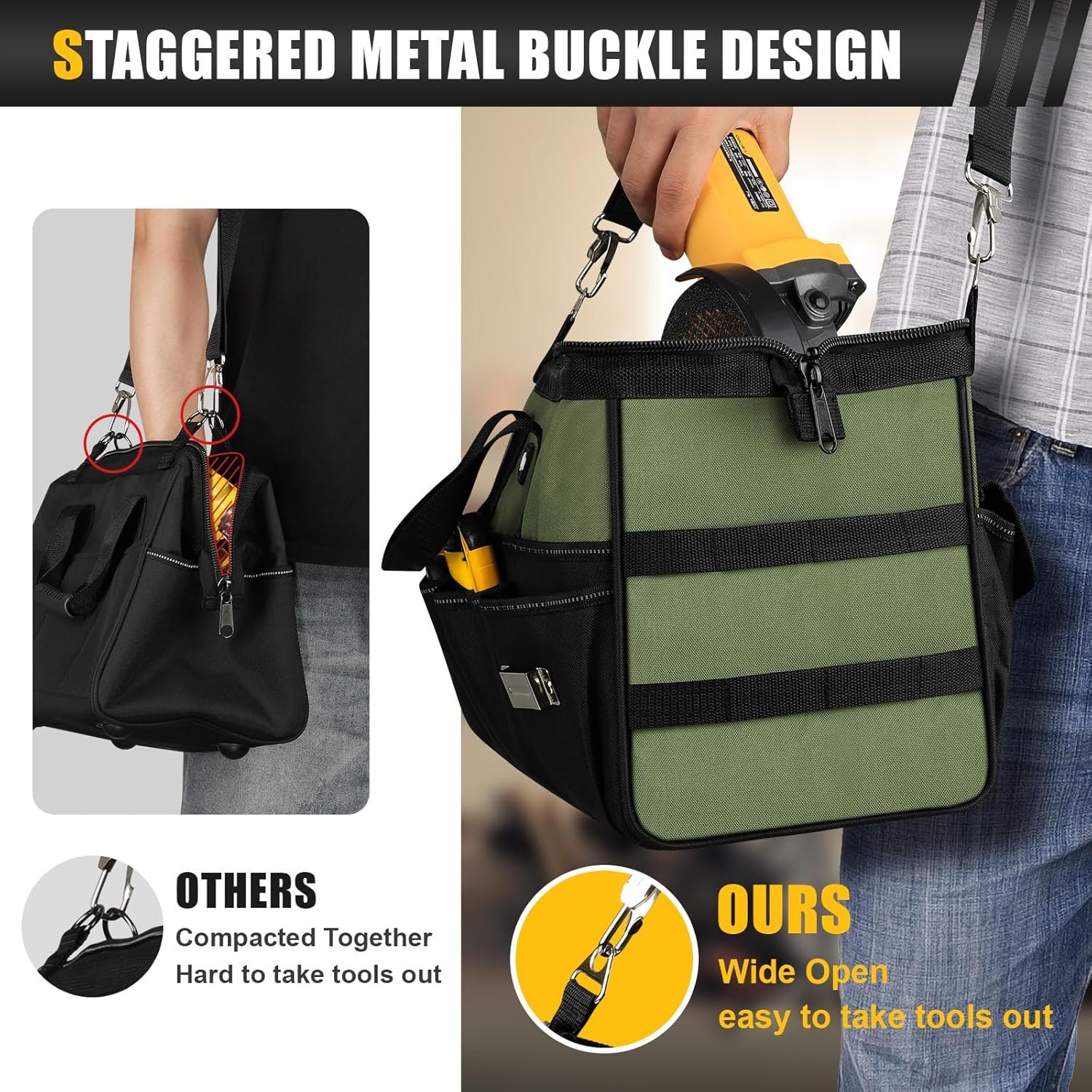 18-Inch Large Tool Bag, 16-Pocket Portable Tool Bo... - Image 7