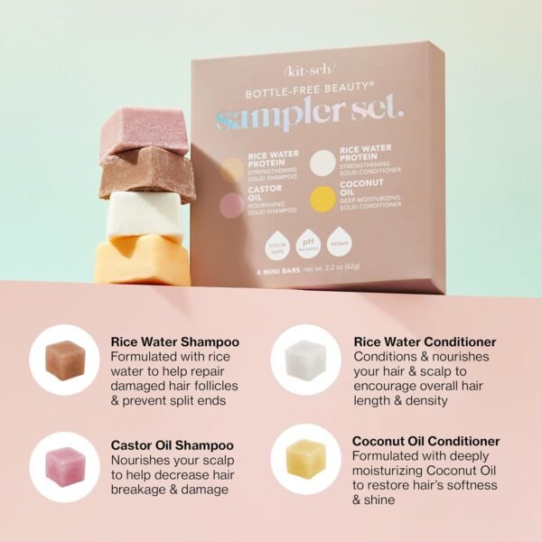 Kitsch 4pc Sampler Solid Shampoo and Conditioner S... - Image 3