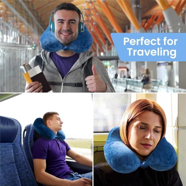Anmerl Inflatable Travel Pillow Soft Velvet Portab... - Image 8