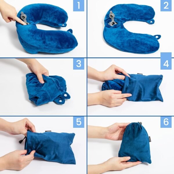 Anmerl Inflatable Travel Pillow Soft Velvet Portab... - Image 7