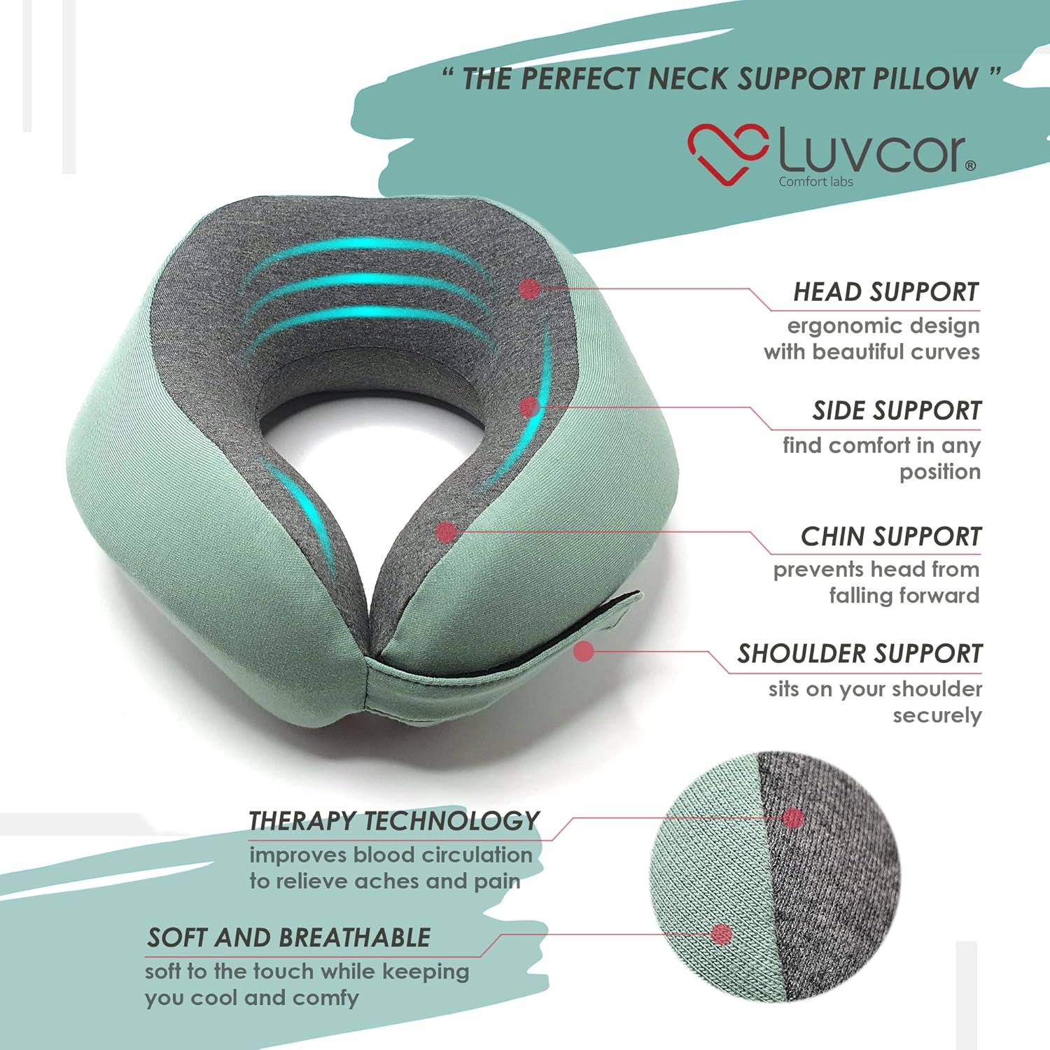 Premium Quality Memory Foam Travel Neck Pillow Bun... - Image 3