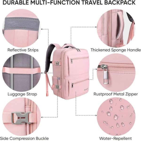 BALEINE Travel Backpack for Women Men, Large Sturd... - Image 6