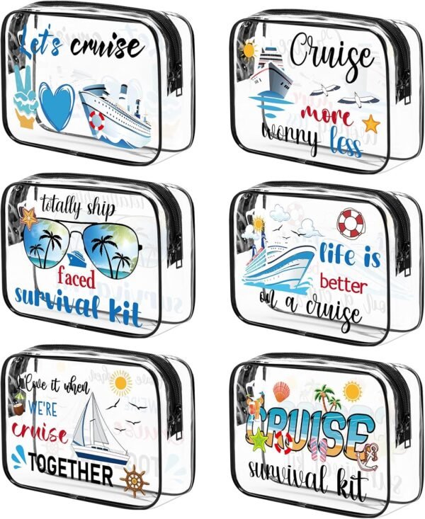 6Pcs Cruise Clear Makeup Bag PVC Cruise Ship Cosme... - Image 2
