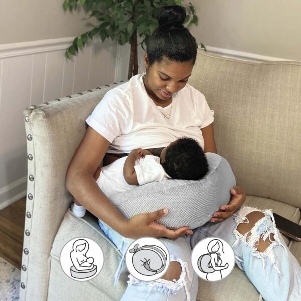 Boppy Anywhere Travel Nursing Pillow, Soft Gray, P... - Image 4