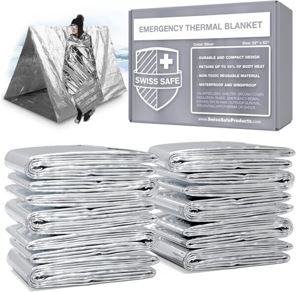 Swiss Safe Emergency Mylar Thermal Blankets + Bonu... - Image 2