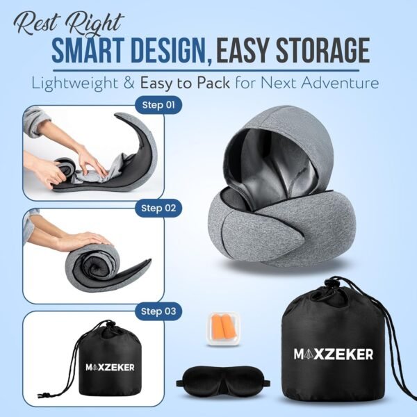 Airplane Pillow For Long Flight - Memory Foam Trav... - Image 4