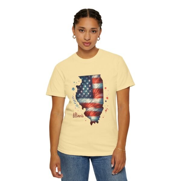 Illinois Flag Unisex T-Shirt, Independence Day Outfit, Patriotic Apparel, Americana Style, Gift for Illinois Residents - Image 22
